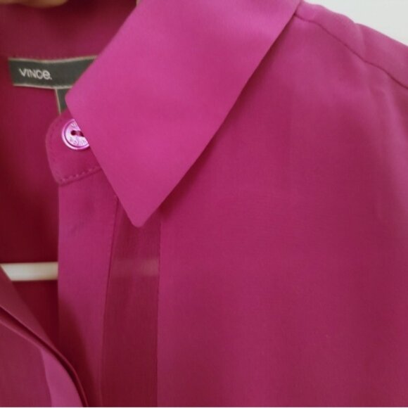 Vince Magenta sleeveless silk button-down blouse XS - Picture 6 of 8